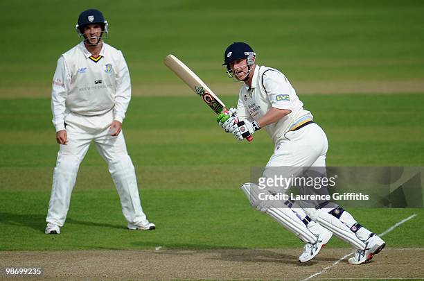Anthony McGrath of Yorkshire in action during the LV County Championship match between Yorkshire and Durham at Headingley Carnegie Stadium on April...