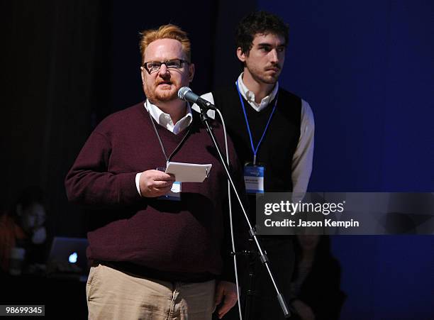 Director Tom Rielly and producer Ben Nabors speak at Tribeca Film Institute presents the Good Pitch during the 2010 Tribeca Film Festival at the...