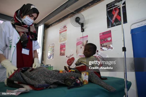 African migrants who has health problems recive medical treatment in Laghouat city after they leaved the refugee camp located in the Zeralda region,...