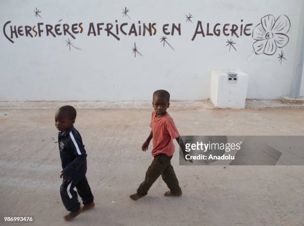 African migrants are seen in Laghouat city after they leaved the refugee camp located in the Zeralda region, suburb of the city of Algiers in...