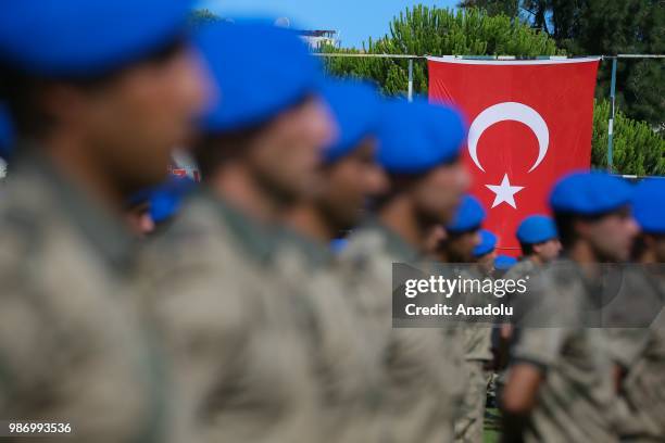 Officer candidates including 8 women are seen after they completed 43 weeks commando basic course at Foca Gendarmerie Commando School and Training...