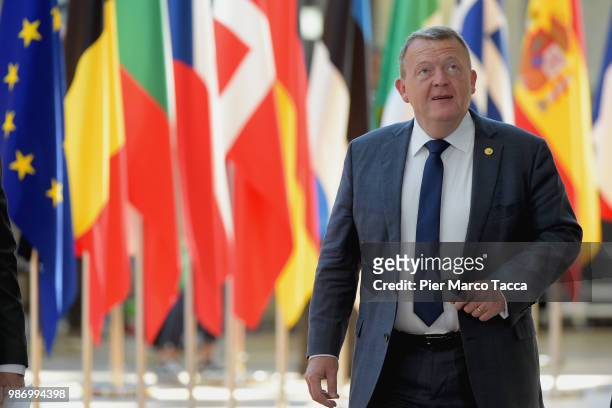 Lars Lokke Rasmussen, Prime Minister of Denmark arrives at at the EU Council Meeting at European Parliament on June 29, 2018 in Brussels, Belgium....