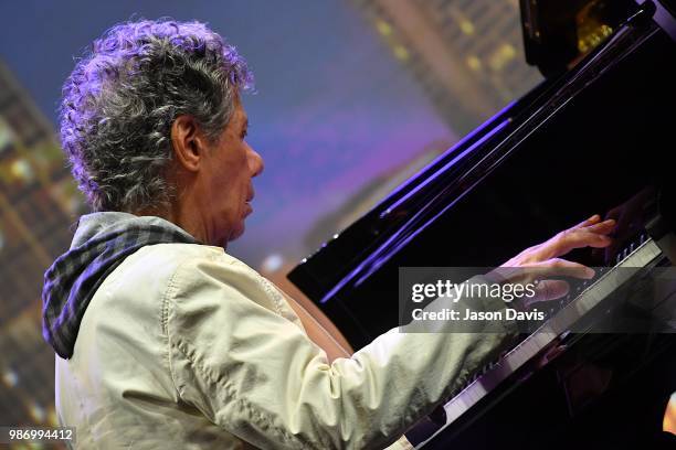 Musician Chick Corea performs on stage during the National Music Council American Eagle Awards Dinner honoring Chick Corea and The Manhattan Transfer...