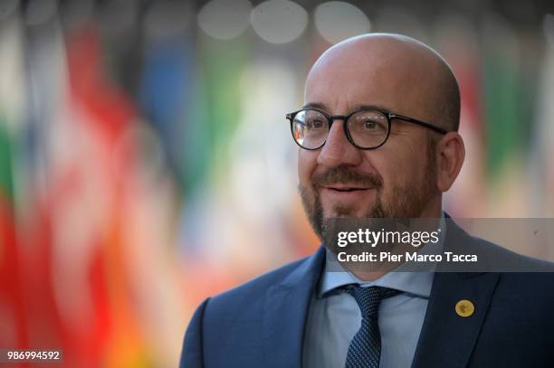 Charles Michel, Prime Minister of Belgium arrives at at the EU Council Meeting at European Parliament on June 29, 2018 in Brussels, Belgium. The...