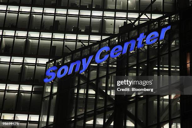 Logo hangs on the Sony Center building in Berlin, Germany, on Monday, April 26, 2010. South Korea's National Pension Service, the nation's biggest...