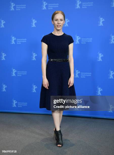 February 2018, Germany, Berlin: Berlinale 2018, photocall, 'Mein Bruder heißt Robert und ist ein Idiot' :Actress Susanne Wuest. Photo: Britta...