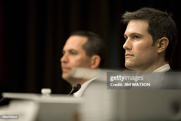 Goldman Sachs Trader Josh Birnbaum and Daniel Sparks, a former Goldman Sachs partner who ran the mortgage department, listen to questions on Capitol...