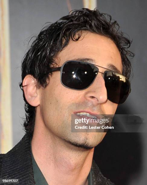Actor Adrien Brody arrives at the "Iron Man 2" world premiere held at El Capitan Theatre on April 26, 2010 in Hollywood, California.