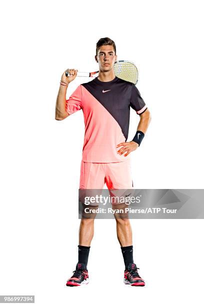 Thanasi Kokkinakis of Australia poses for portraits during the Australian Open at Melbourne Park on January 13, 2018 in Melbourne, Australia.