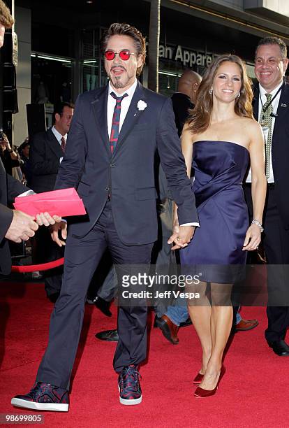 Actor Robert Downey Jr. And Executive Producer Susan Downey arrive at the "Iron Man 2" World Premiere at El Capitan Theatre on April 26, 2010 in...