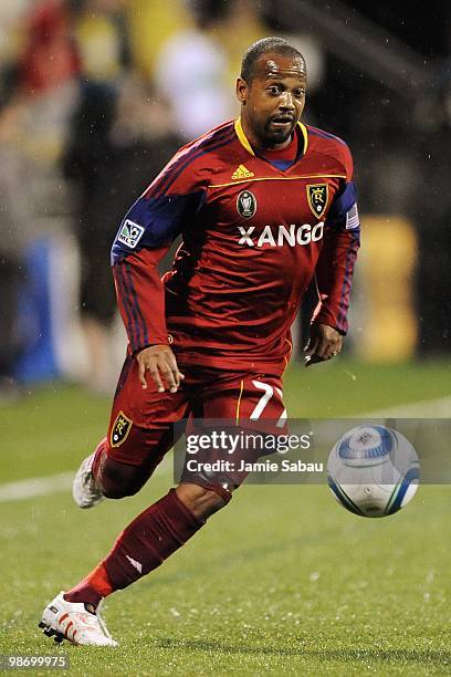 Midfielder Andy Williams of Real Salt Lake controls the ball against the Columbus Crew on April 24, 2010 at Crew Stadium in Columbus, Ohio.