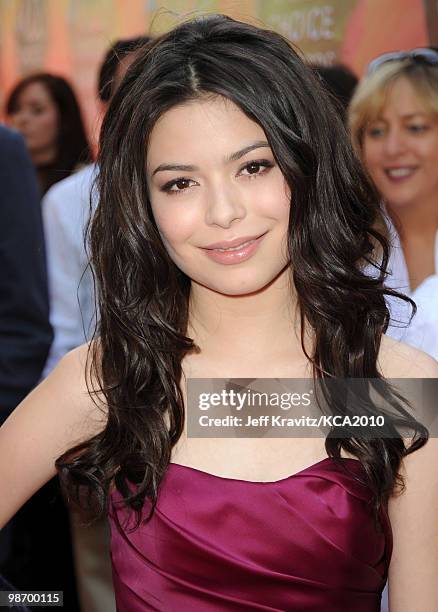 Actress Miranda Cosgrove arrives at Nickelodeon's 23rd Annual Kids' Choice Awards held at UCLA's Pauley Pavilion on March 27, 2010 in Los Angeles,...