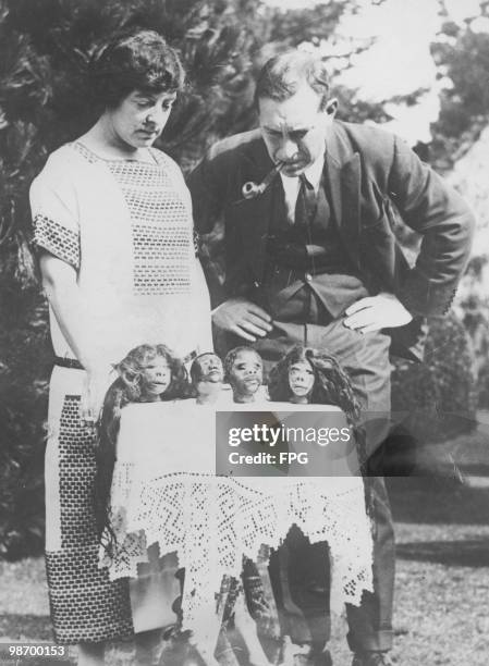 Back home in Brockenhurst, Hampshire, female explorer Lady Richmond Brown reviews her collection of shrunken heads, obtained from the Tibolo and...