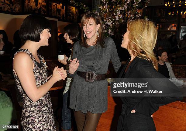 Actress Selma Blair, Tribeca Film Festival co-founder Jane Rosenthal and actress Cheryl Hines attend the Women's Filmmaker brunch hosted by Ebel...