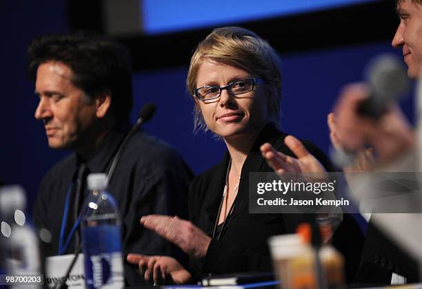 Claire Breukel of PUMA Creative speaks at Tribeca Film Institute presents the Good Pitch during the 2010 Tribeca Film Festival at the National Museum...