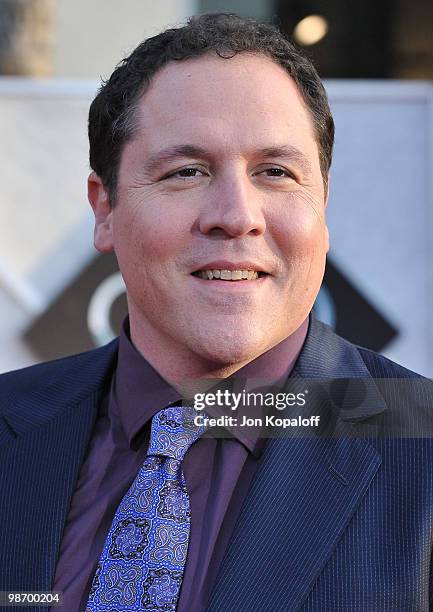 Director Jon Favreau arrives at the Los Angeles Premiere "Iron Man 2" at the El Capitan Theatre on April 26, 2010 in Hollywood, California.