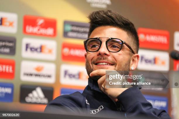 Dpatop - 21 February 2018, Germany, Leipzig: Soccer, Europa League, RB Leipzig vs. SSC Napoli, round of the last 32, press conference, Red Bull...