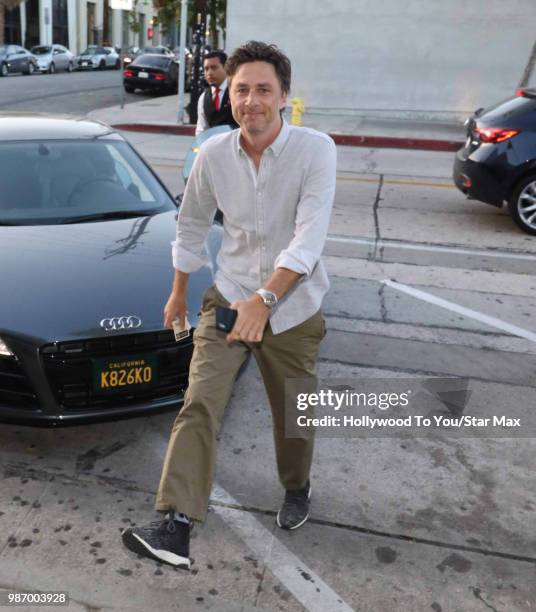 Zach Braff is seen on June 28, 2018 in Los Angeles, California.