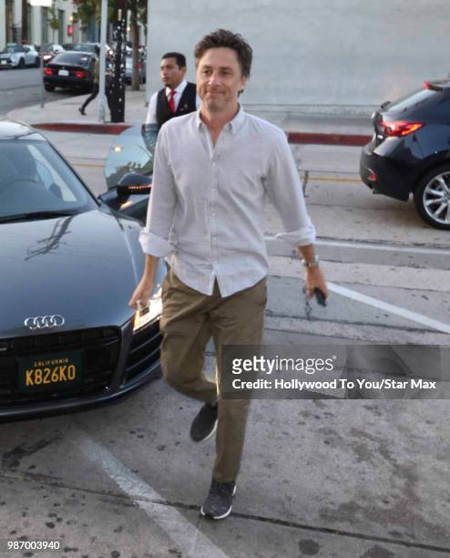 Zach Braff is seen on June 28, 2018 in Los Angeles, California.