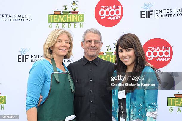 Kelly Chapman Meyer, Ron Meyer and and Daniella Monet join the Teaching Garden Launch With AARP Create The Good and EIF's iParticipate at Will Rogers...