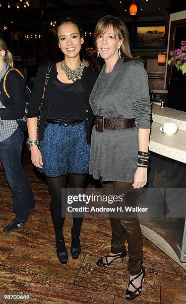 Actress Jessica Alba and Tribeca Film Festival co-founder Jane Rosenthal attend the Women's Filmmaker brunch hosted by Ebel during the 2010 Tribeca...