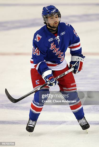 Ryan Murphy of the Kitchener Rangers skates in Game 6 of the Western Conference Final against the Windsor Spitfires on April 23, 2010 at the...