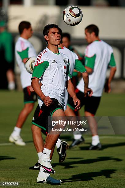 Mexico national soccer team's player Pablo Barrera controls the ball during a training session at Mexican Soccer Federation's High Performance Center...