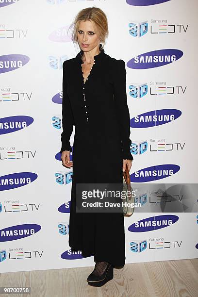 Laura Bailey arrives at the Samsung 3D Television launch party held at The Saatchi Gallery on April 27, 2010 in London, England.