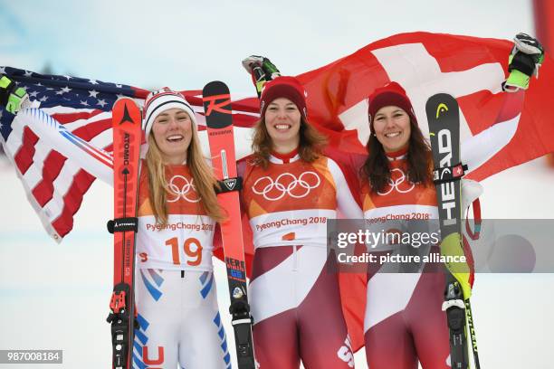 February 2018, South Korea, Pyeongchang, Olympics, Alpine Skiing, combination, women's downhill, Jeongseon Alpine Centre: Mikaela Shiffrin from the...