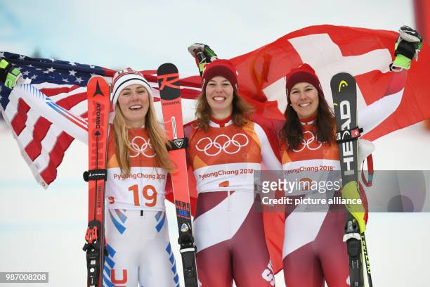 February 2018, South Korea, Pyeongchang, Olympics, Alpine Skiing, combination, women's slalom, Jeongseon Alpine Centre: Mikaela Shiffrin from the...