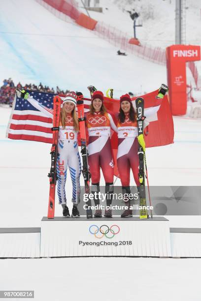 February 2018, South Korea, Pyeongchang, Olympics, Alpine Skiing, combination, women's downhill, Jeongseon Alpine Centre: Mikaela Shiffrin from the...