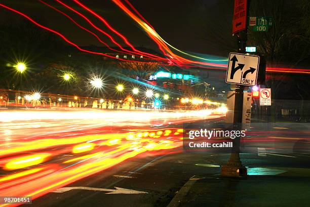 night traffic - street light post stock pictures, royalty-free photos & images