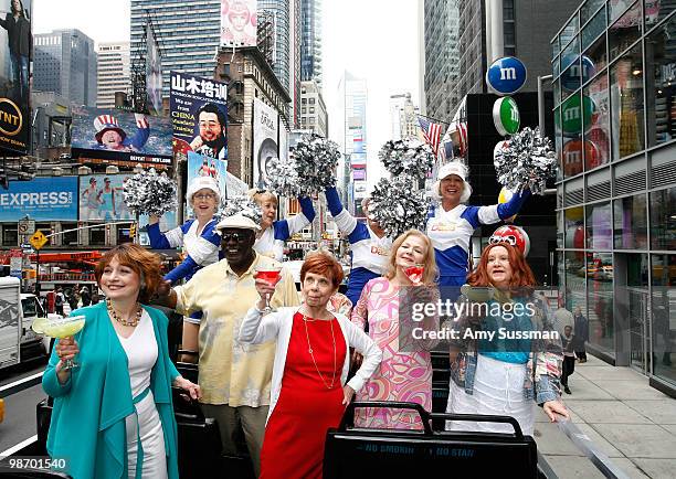 Seniors celebrate the premiere of WE tv's "Sunset Daze" in Times Square on April 27, 2010 in New York City.