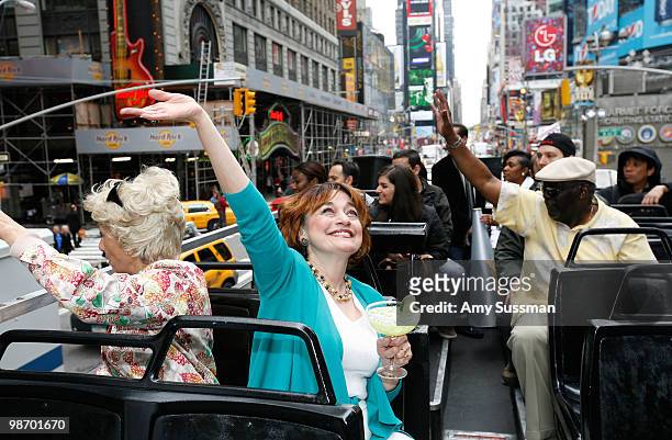 Seniors celebrate the premiere of WE tv's "Sunset Daze" in Times Square on April 27, 2010 in New York City.