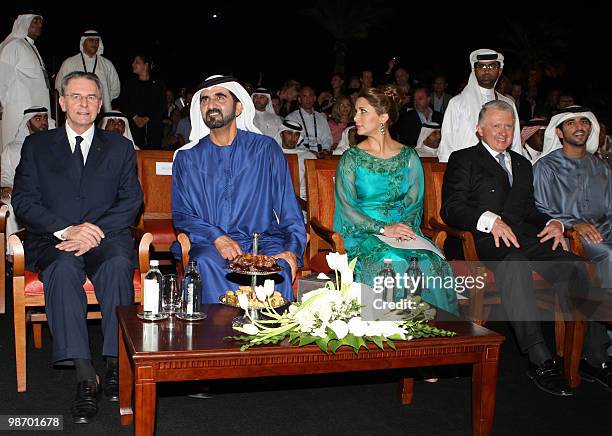 Jacques Rogge, President of the International Olympic Committee , Sheikh Mohammed bin Rashed al-Maktoum, UAE's Prime Minister and Ruler of Dubai, his...