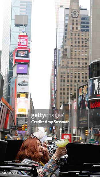 Seniors celebrate the premiere of WE tv's "Sunset Daze" in Times Square on April 27, 2010 in New York City.