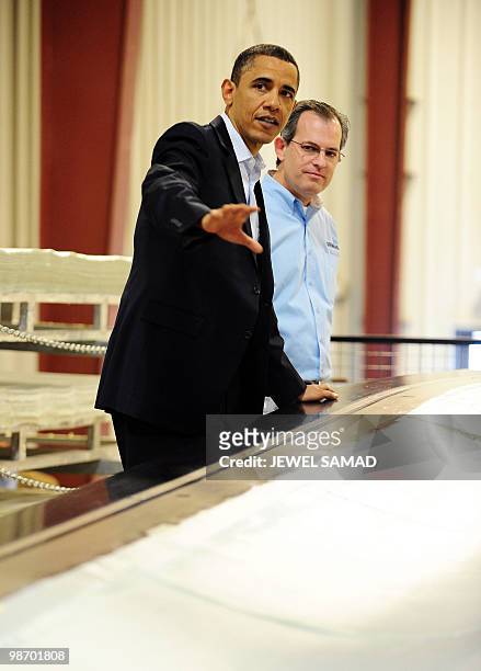 President Barack Obama tours the Siemens Energy Inc. Facility in Fort Madison, Iowa, on April 27, 2010 on another leg of the White House to Main...