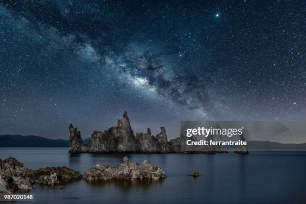 stargazing at mono lake tufa state reserve - carbonate mineral stock pictures, royalty-free photos & images
