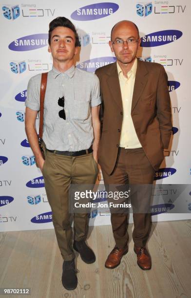 Wayne Hemingway and guest attend the launch party for Samsung 3D Television at the Saatchi Gallery on April 27, 2010 in London, England.