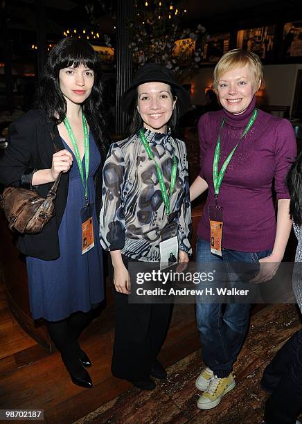 Sharon Badal, Domenica Cameron-Scorsese and Clair Breton attend the Women's Filmmaker brunch hosted by Ebel during the 2010 Tribeca Film Festival at...