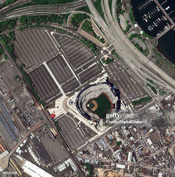 In this satellite image, the Citi Field baseball stadium is seen April 23, 2010 in the Queens borough of New York City. Citi Field is home of the...