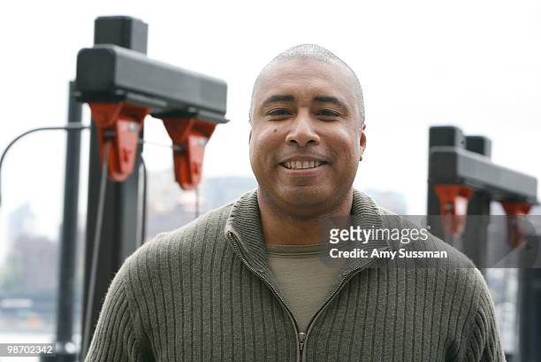 Former New York Yankee Bernie Williams attends the christening of "Delta's Baseball Water Taxis" at Pier 11 on April 27, 2010 in New York City.