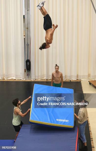 Student of the National Circus Art Center performs on June 21, 2018 in Châlons-en-Champagne, northern France.