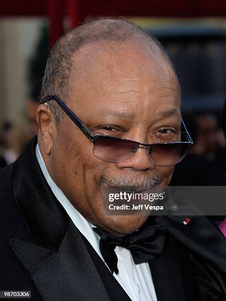 Producer Quincy Jones arrives at the 82nd Annual Academy Awards held at the Kodak Theatre on March 7, 2010 in Hollywood, California.