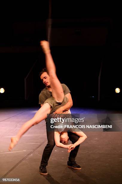 Students of the National Circus Art Center perform on June 21, 2018 in Châlons-en-Champagne, northern France.