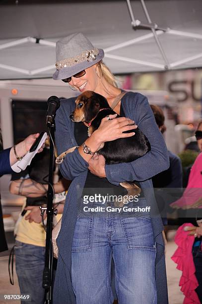 Spokesperson Beth Ostrosky Stern attends Mya Hosts North Shore Animal League America's Tour For Life at Times Square on April 27, 2010 in New York...