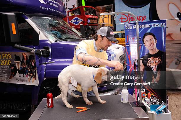 Celebrity dog groomer Jorge Bendersky attends Mya Hosts North Shore Animal League America's Tour For Life at Times Square on April 27, 2010 in New...