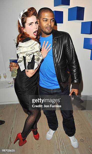 Paloma Faith and Noel Clarke attend the launch party for Samsung 3D Television at the Saatchi Gallery on April 27, 2010 in London, England.