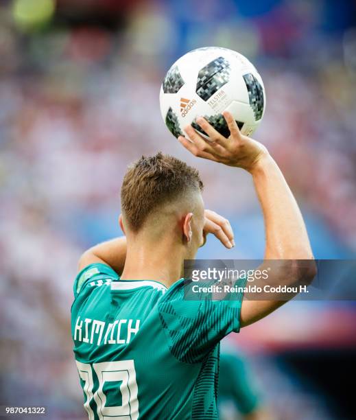 Joshua Kimmich of Germany prepares for a throw in during the 2018 FIFA World Cup Russia group F match between Korea Republic and Germany at Kazan...