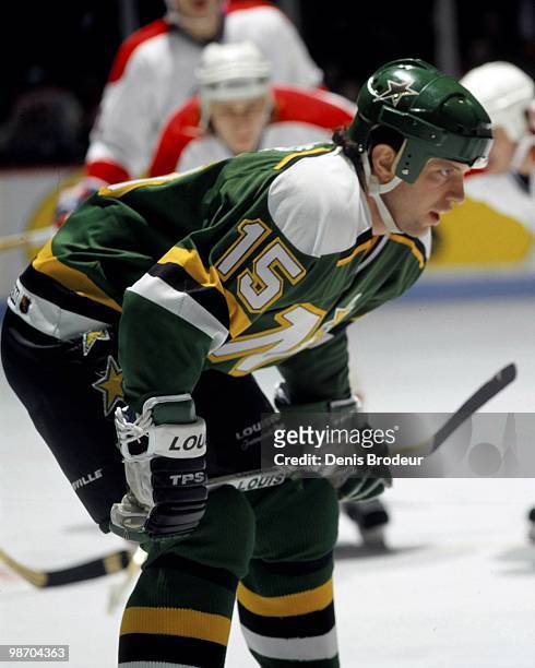 Dave Gagner of the Minnesota North Stars skates against the Montreal Canadiens in the early 1990's at the Montreal Forum in Montreal, Quebec, Canada.